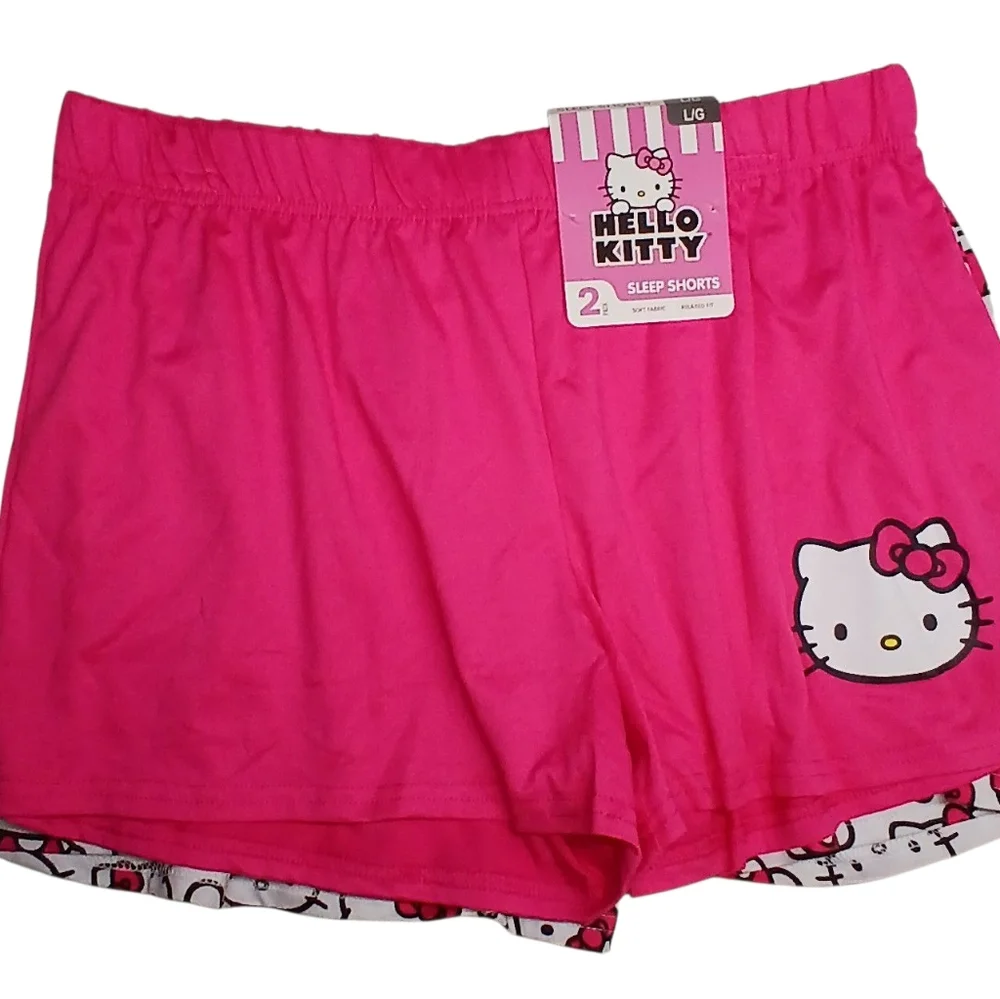 Hello Kitty Sleep Shorts 2-Pack | Size Large | Pink & White | NWT - Picture 4 of 9
